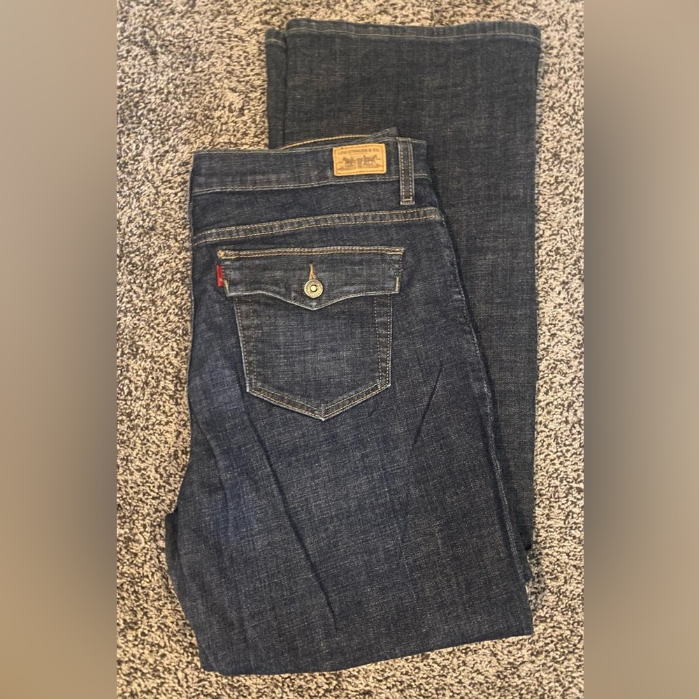 Levis 512 Jeans Perfectly Slimming 16 M Boot Cut Dark Blue Stretch Denim 16M